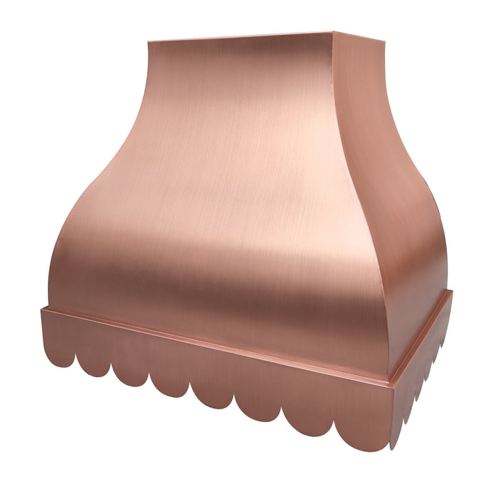 RHM Penny Copper Range Hood with Scalloped Apron 30"W x 27"H x 21"D-VH50 (in-stock)