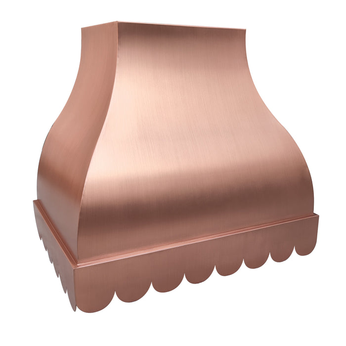 RHM Penny Copper Range Hood with Scalloped Apron 30"W x 27"H x 21"D-VH50 (in-stock)