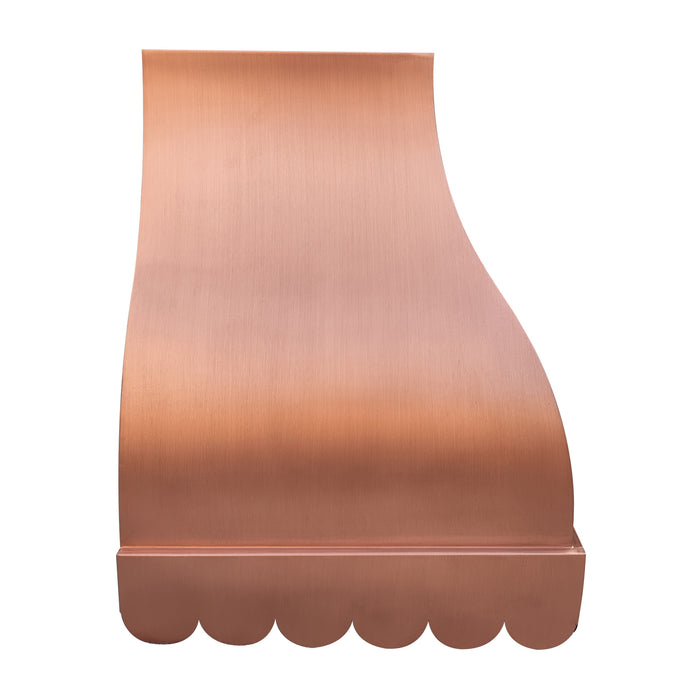 RHM Penny Copper Range Hood with Scalloped Apron 30"W x 27"H x 21"D-VH50 (in-stock)