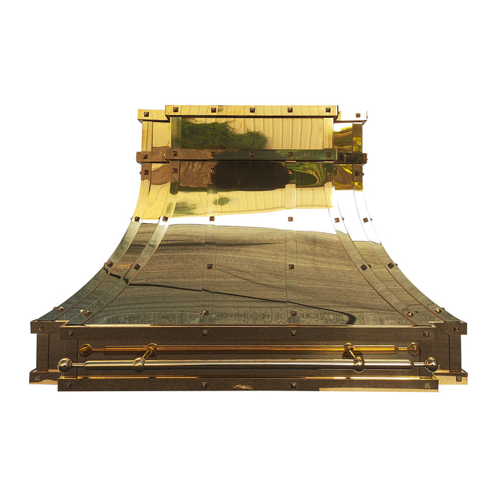 RHM Polished Brass Custom Range Hood 36"W x 24"H x 21"D With Internal Insert (in-stock)