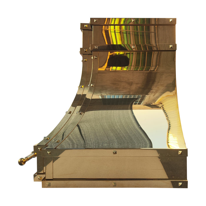 RHM Polished Brass Custom Range Hood 36"W x 24"H x 21"D With Internal Insert (in-stock)