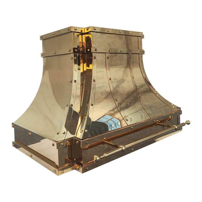 RHM Polished Brass Custom Range Hood 36"W x 24"H x 21"D With Internal Insert (in-stock)
