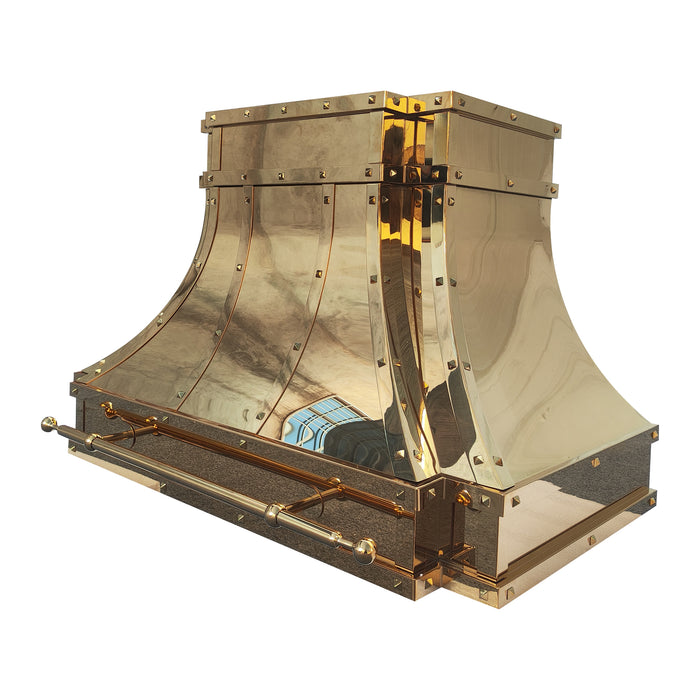 RHM Polished Brass Custom Range Hood 36"W x 24"H x 21"D With Internal Insert (in-stock)