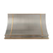 Simple stainless steel range hood for modern kitchen with straps and pot rail at rangehoodmaster