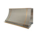 Simple stainless steel range hood for modern kitchen with straps and pot rail at rangehoodmaster