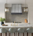 wall mounted stainless steel range hood with custom slope shape and decorative bands for modern home kitchens