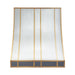 stainless steel range hood slope design custom handmade with brushed brass straps on front and apron