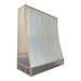 stainless steel range hood slope design custom handmade with brushed brass straps on front and apron