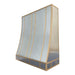 stainless steel range hood slope design custom handmade with brushed brass straps on front and apron