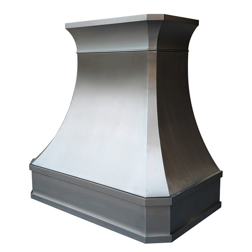 stainless steel range hood classic curved shape with crown molding in brushed stainless steel from RangeHoodMaster