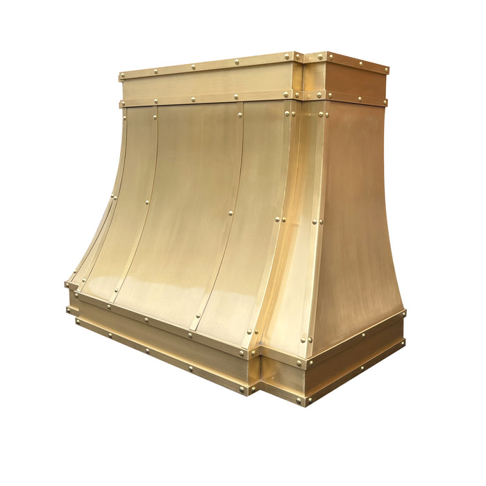 RHM Stainless Steel Range Hood Modern Curve Design With Straps and Rivets SH33-R9BS