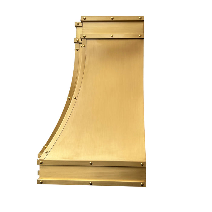 RHM Stainless Steel Range Hood Modern Curve Design With Straps and Rivets SH33-R9BS