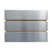 stainless steel range hood box shape 3 layers design with brushed brass straps at RangeHoodMaster
