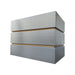 stainless steel range hood box shape 3 layers design with brushed brass straps at RangeHoodMaster