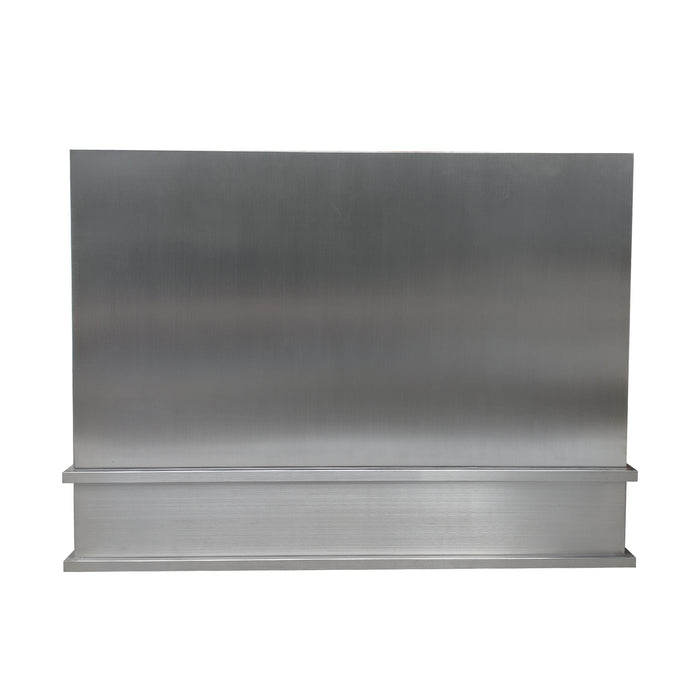custom brushed stainless steel range hood simple box design with extended apron trims at RangeHoodMaster