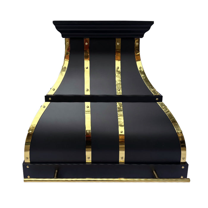 RHM Stainless Steel Range Hood with Polished Brass Straps 30"W x 21"D x 27"H-H1-C4BTRH (In Stock)