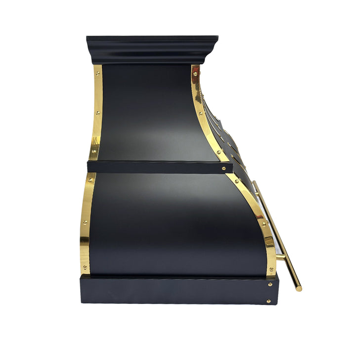 RHM Stainless Steel Range Hood with Polished Brass Straps 30"W x 21"D x 27"H-H1-C4BTRH (In Stock)