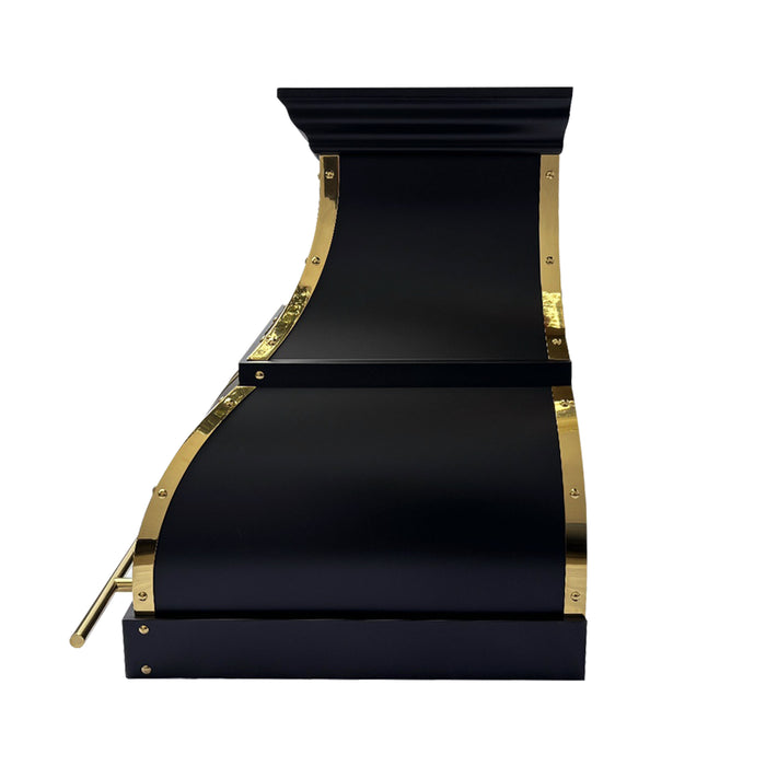 RHM Stainless Steel Range Hood with Polished Brass Straps 30"W x 21"D x 27"H-H1-C4BTRH (In Stock)