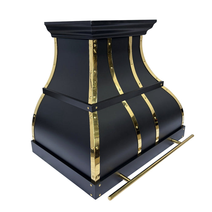 RHM Stainless Steel Range Hood with Polished Brass Straps 30"W x 21"D x 27"H-H1-C4BTRH (In Stock)