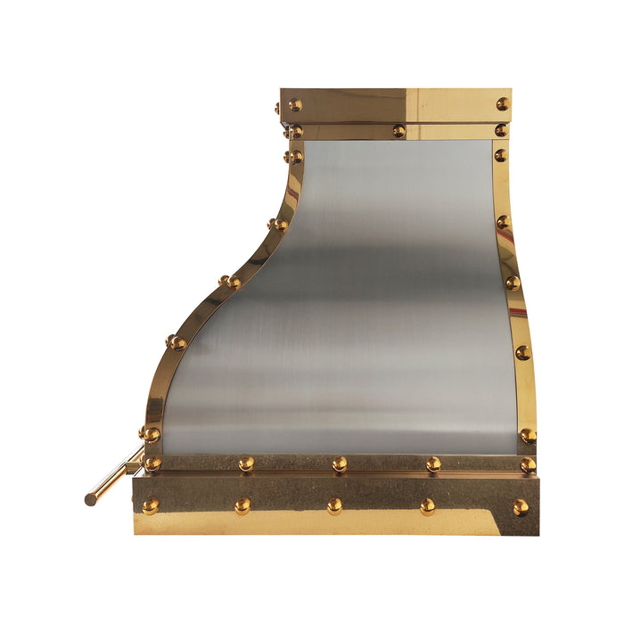 RHM Stainless Steel Stove Hood Bell with Golden Brass Accents SH1-C2E9
