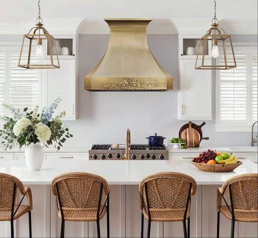 rangehoodmaster custom brass range hood with apron