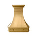 curved brass range hood with hammered crown