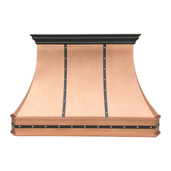 RHM Sweep Custom Island Kitchen Copper Hood with Darken Accents CT-VH03-4TR