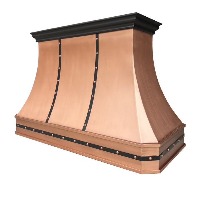 RHM Sweep Custom Island Kitchen Copper Hood with Darken Accents CT-VH03-4TR