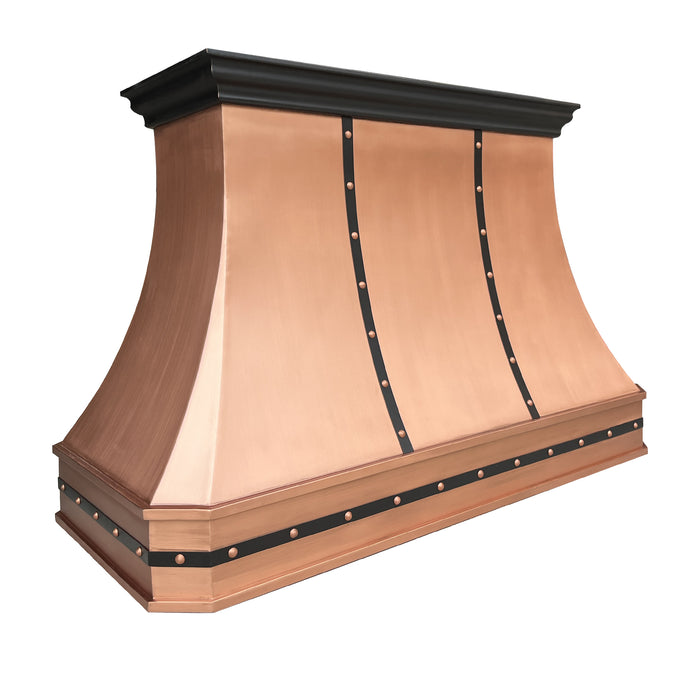RHM Sweep Custom Island Kitchen Copper Hood with Darken Accents CT-VH03-4TR