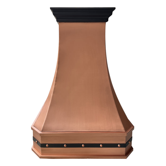 RHM Sweep Custom Island Kitchen Copper Hood with Darken Accents CT-VH03-4TR
