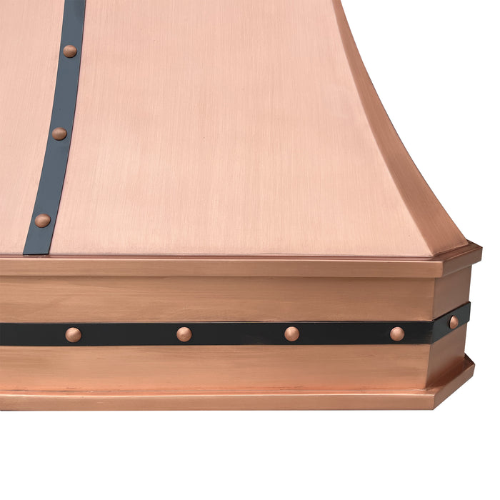RHM Sweep Custom Island Kitchen Copper Hood with Darken Accents CT-VH03-4TR