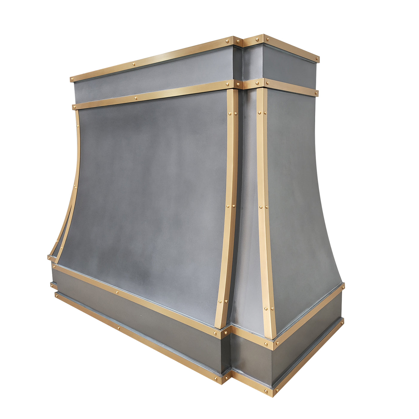 RHM Sweep Custom Metal Zinc Range Hood with Brass Accent Modern Curve ...