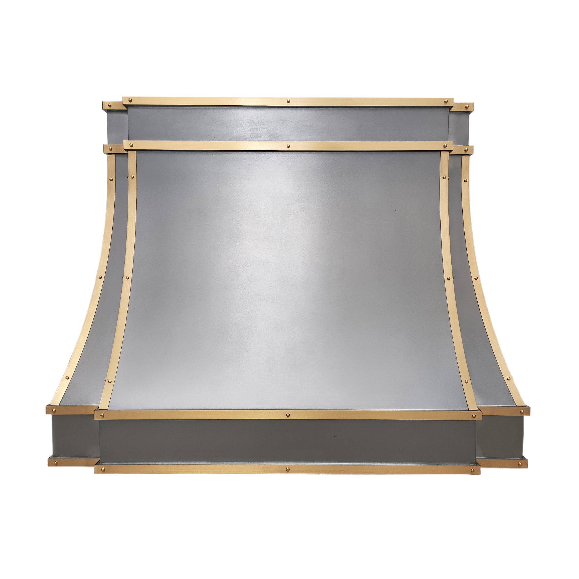 RHM Sweep Custom Metal Zinc Range Hood with Brass Accent Modern Curve ...