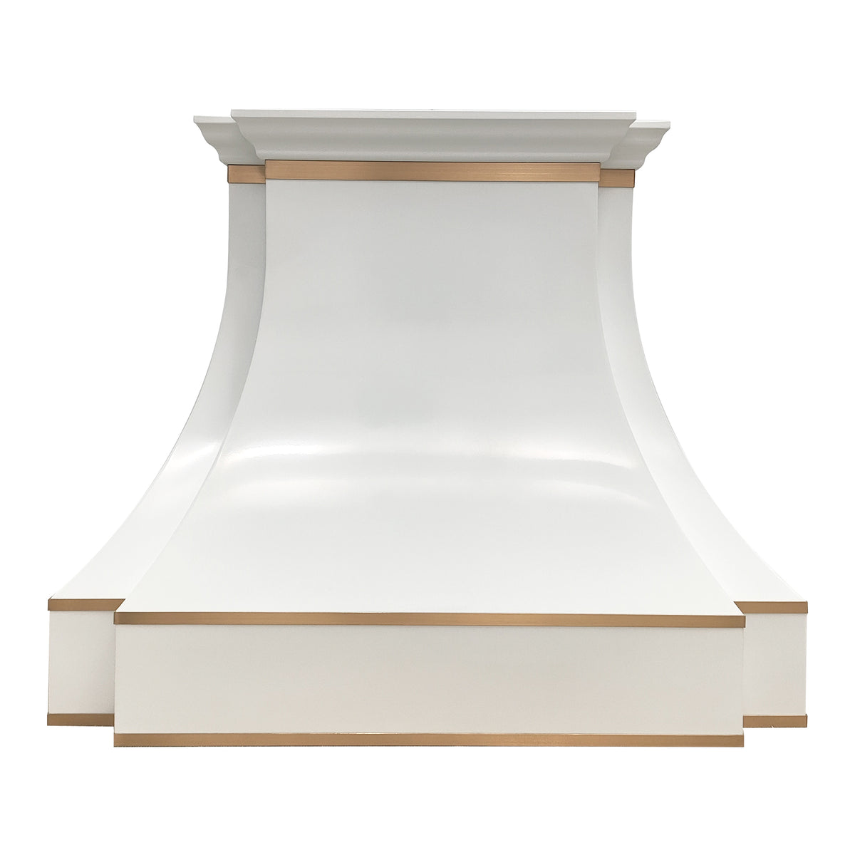 RHM Sweep White Custom Stainless Steel Range Hood with Crown Molding S ...