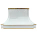 white stainless steel range hood custom curve shape luxury design with golden accents at rangehoodmaster