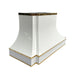 white stainless steel range hood custom curve shape luxury design with golden accents at rangehoodmaster