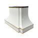 white stainless steel range hood custom curve shape luxury design with golden accents at rangehoodmaster