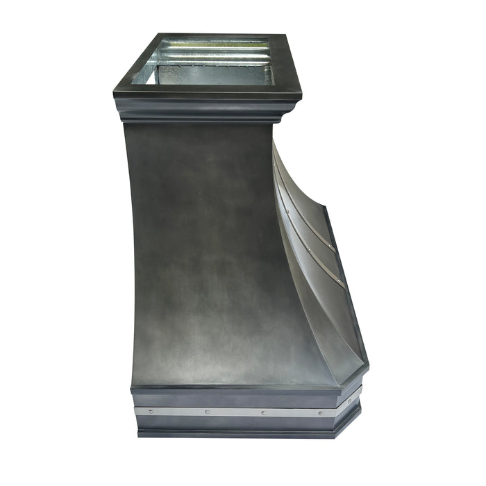 RHM Sweep Zinc Custom Range Hood 36"W x 30"H x 21"D With Liner and Blower ZH3-C2TR (in-stock)