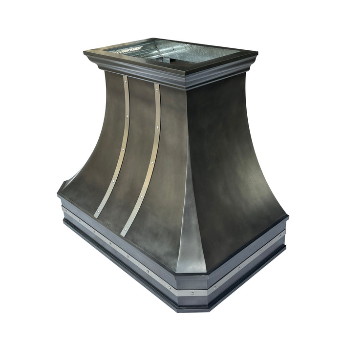 RHM Sweep Zinc Custom Range Hood 36"W x 30"H x 21"D With Liner and Blower ZH3-C2TR (in-stock)