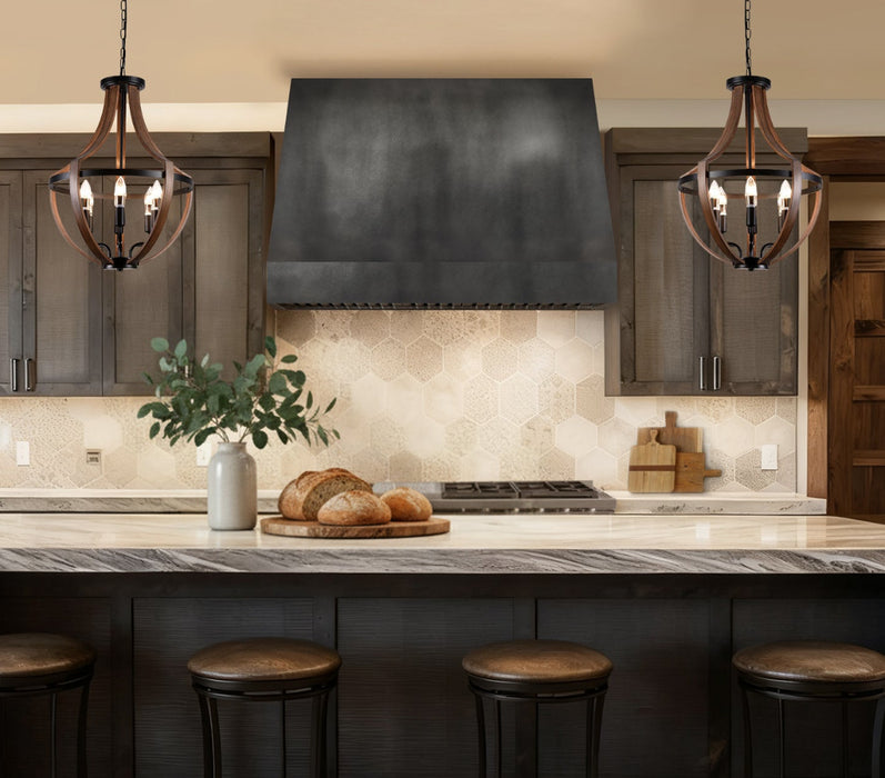 antique zinc range hood taper design at RangeHoodMaster