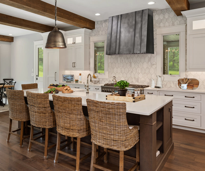 RHM Vintage Zinc Range Hood with Custom Raised Ribs ZH11-VL5