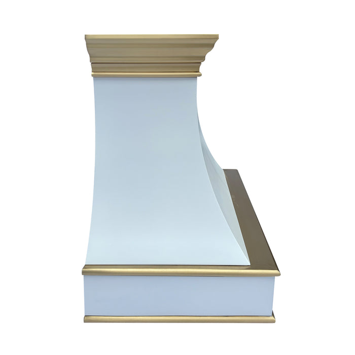 RHM White Range Hood Stainless Steel with Golden Brass SH7-CR2B