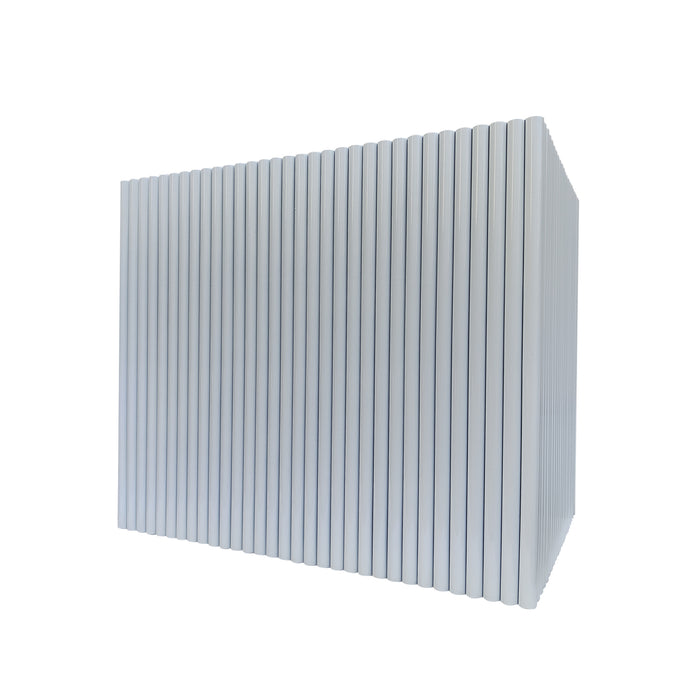white stainless steel range hood box shape with custom ribs design from RangeHoodMaster