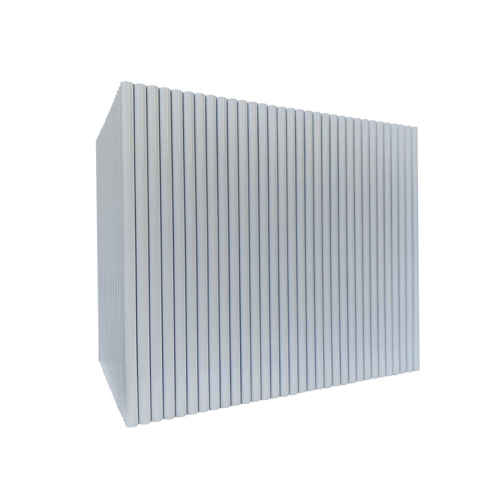 white stainless steel range hood box shape with custom ribs design from RangeHoodMaster