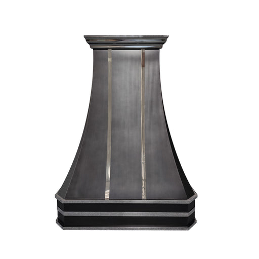 Antique Gray Stainless Steel range hood with smooth curved silhouette for residential kitchens