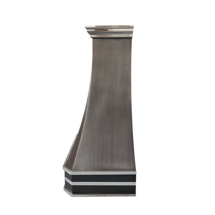Antique Gray Stainless Steel range hood with classic curved profile for home kitchen spaces​
