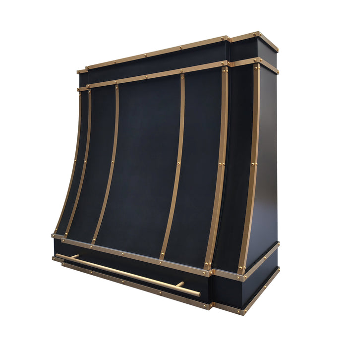 RHM Sweep Black Custom Stainless Steel Range Hood with Crown Molding SH33-C4BTR-B