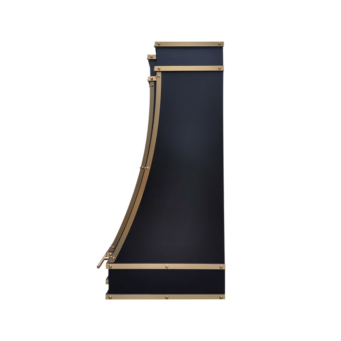 RHM Sweep Black Custom Stainless Steel Range Hood with Crown Molding SH33-C4BTR-B