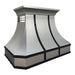classic modern stainless steel range hood brushed finish with black straps and rivets at RangeHoodMaster