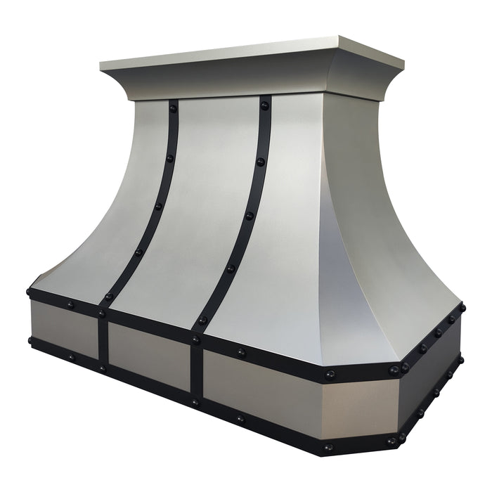 RHM Brushed Stainless Steel Range Hood Clipped Corner with Black Accents SH3-4CTRM